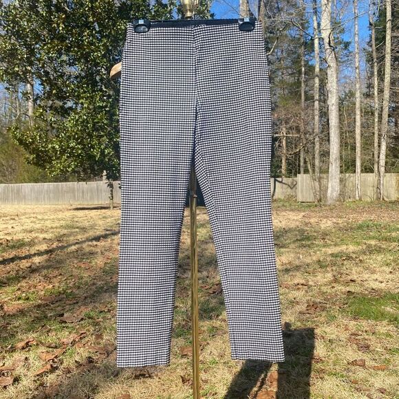 Elle Black Gingham Check Skinny Ankle Stretch Pants - Picture 2 of 7